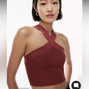 Babaton sculpt knit criss cross crop top